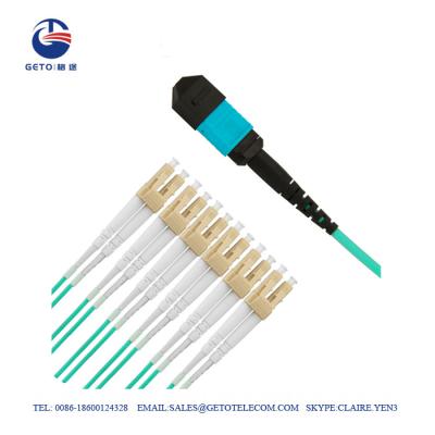 China 3M 12 Core Multi Mode MPO To LC 3mm Optic Fiber Patch Cord for sale