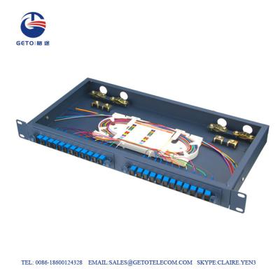 China Sliding Type Empty Box FC ST Fiber Optic Patch Panel 24 Port for sale