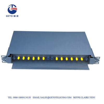 China Soporte de estante portuario del panel de remiendo de la fibra óptica del St de Fc de la caja 12 vacíos en venta