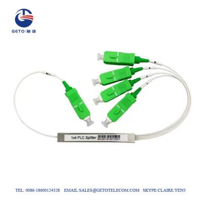 China Mini Steel Tube PLC 2.0mm Fiber Optic Splitter 1x4 With SC/APC for sale