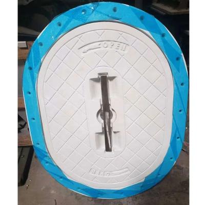 China Embedded  Aluminium Marine Manhole Cover Oval Flush Type Hatch Cover 450×800 for sale