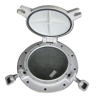 China Hinged Circle Marine Windows Side Scuttle With Storm cover for sale