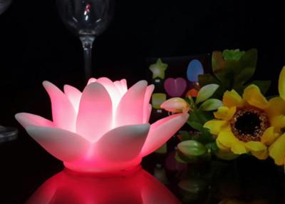 China 7 Colors Fade LED Lotus Flower Table Lamp Waterproof With OFF / ON Button for sale