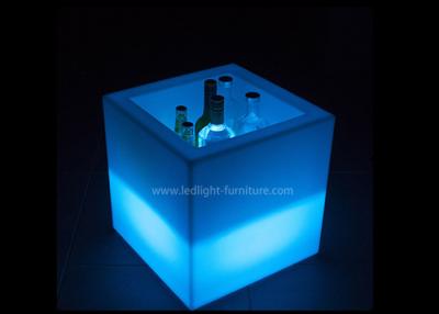 China Rechargeable Polyethylene LED Cube Light 40cm Ice Bucket Cooler For Bottle Display for sale