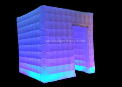 China White Oxford Inflatable LED Cube Photo Booth With 16 Colors Changing Lights for sale