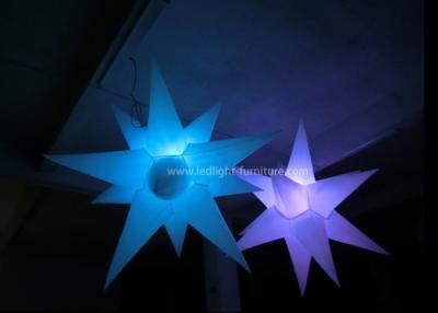 China RGB Colors Inflatable LED Light , 12 Spikes PVC Cloth LED  Hanging Star Lights for sale