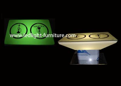 China Tabla modificada para requisitos particulares de la cachimba de la iluminación de los muebles del resplandor de la altura con el top del vidrio del logotipo en venta
