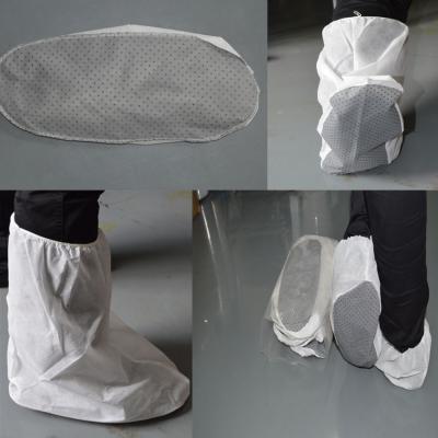 China Long Disposable Hospital Booties Shoe Covers Non Skid Waterproof Surgical White for sale