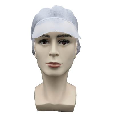 China Non Woven Disposable White Peaked Cap Head Cover With Snood for sale