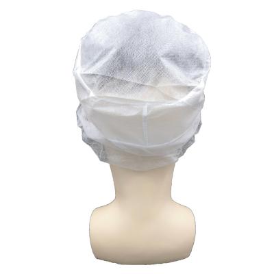 China Disposable Head Cover Peaked Non Woven Caps With Snood for sale