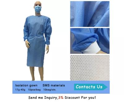 China Medical Level 3 Waterproof SMS Surgical Gowns Aami Level 4 Sterile Reinforced for sale