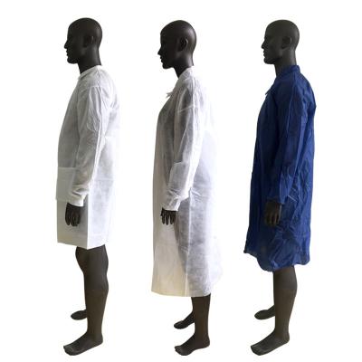 China Anti Static Kimono Disposable Lab Coat PP SMS White Blue Green for sale