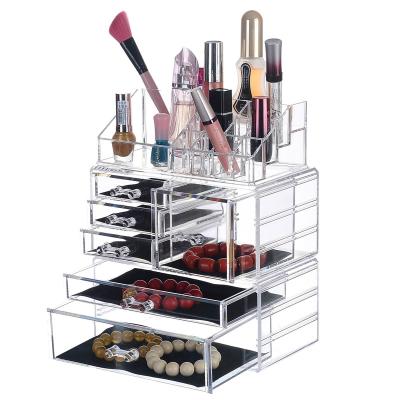 China Makeup Organizer Clear Acrylic Cosmetic Storage Drawers Transparent Jewelry Display Box for sale