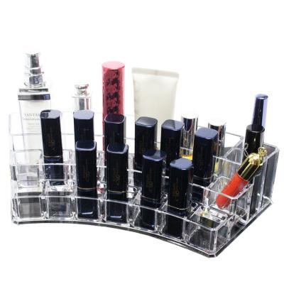 China Transparent Cosmetic Makeup Organizer for Lipstick, Brushes Curve Clear Storage Case Display Holder for sale