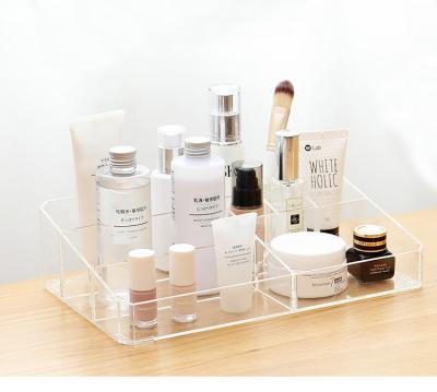 China Makeup Organizer, Clear Makeup Storage Box Thick Plastic Organizer Tray 9-Compartment Comestics Counter Organization Hol for sale