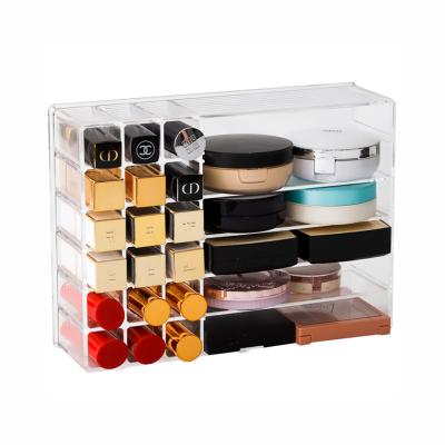 China Multifunctional Clear Makeup Organizer Holder Countertop Vanity Storage Stand for Lipstick Eyeshadow Palette Perfume for sale