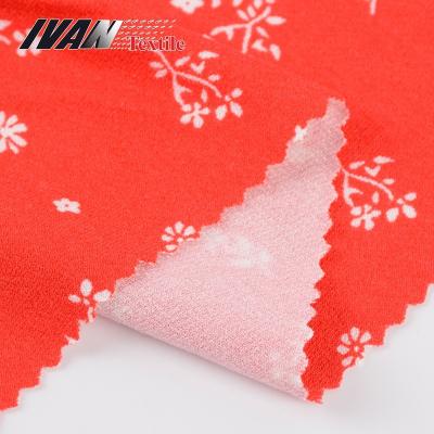 China Wholesale Customized Red Printed Spandex Tear-Resistant Knitted Rayon Fabric For Women Dresses for sale