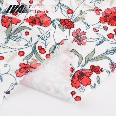 China New design Tear-resistant knitted flower print crepe spandex tear-resistant rayon fabric for dress for sale