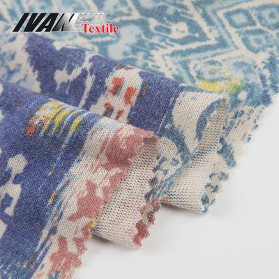 China New Fancy Design Viable Material TR Printed Garment Loose Viable Knitted Polyester Rayon Spandex Tank Top Squishy Fabric for sale