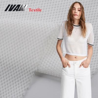 China White Knitted Sustainable High Stretch Garment Mesh 94% Polyester 6% Spandex Spandex Fabric For Sport Tops for sale