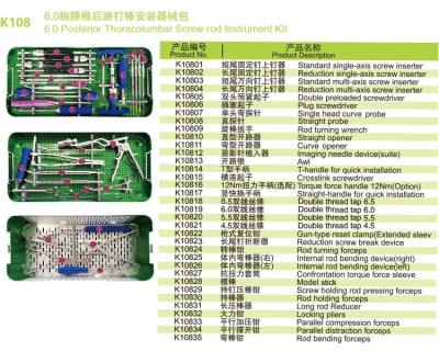 China 6,0 tornillo toracolumbar Rod Surgical Instrument Kit del trasero en venta