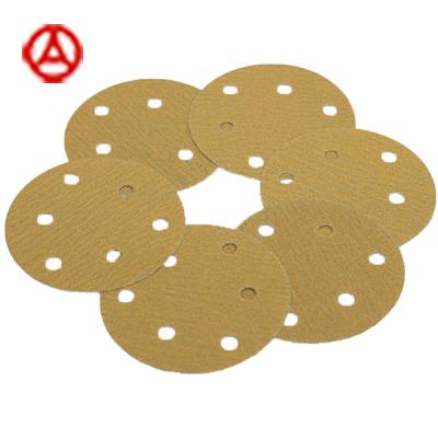 China Yellow Sanding Disc Coated Abrasive 5 Inch 125 Mm Hook And Loop Sanding Disc for sale