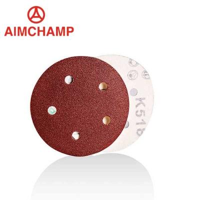 China 5 Inch 125mm Red Aluminum Oxide Sand Paper Metalworkig Rust Removal Sanding Disc for sale