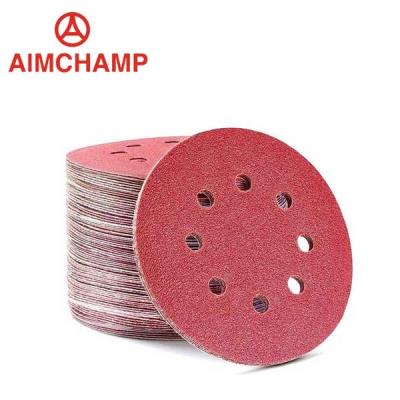 China Gancho de papel de 6 polegadas da areia vermelha do óxido de alumínio e papel abrasivo de lixamento do disco do laço à venda