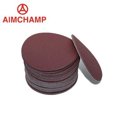 China Disco de pulido de Sander Disc Hook And Loop de aluminio del papel de lija rojo orbital del óxido en venta