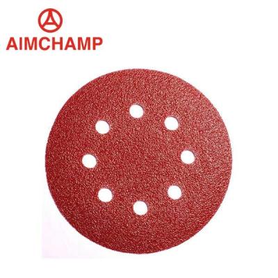 China 800 gancho de la pulgada 125m m de Grit Sandpaper Discs 5 y cojín que enarena del lazo rojo en venta
