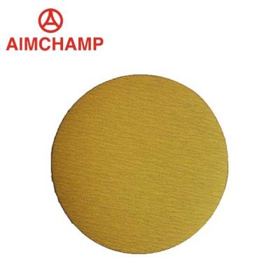 中国 黄色い酸化アルミニウムのホックおよびループ紙やすり5のインチ125mm 8つの穴 販売のため