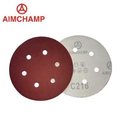 China Sandpaper Disc 5 Inch 125mm 8 holes Red Aluminum Oxide abrasive disc disk for sale