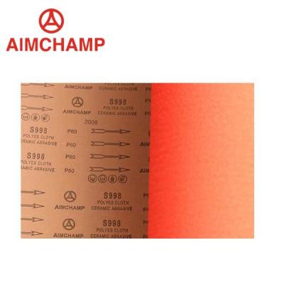 China Grit 36 Ceramic Abrasive Belts Grinding Alloy Sanding Cloth Roll for sale