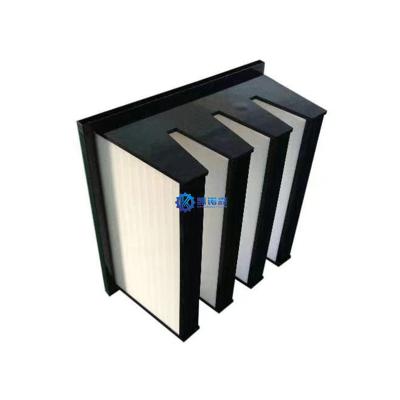China 99.99% V Bank Industrial Air Filter 520*520*60mm All Metal Frame for sale