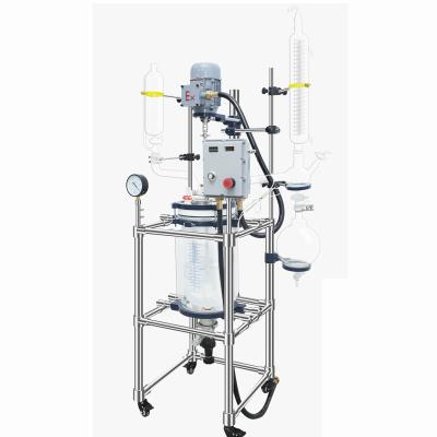 China 120W Explosion Proof Glass Reactor Double Layer Distillation Stirring Instrument 10L for sale