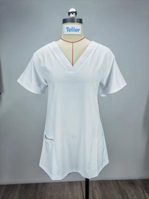 中国 130GSM T95/S5 IVORY Women Medical Uniform 95% Polyester 5% Spandex 販売のため