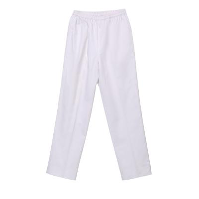 China Polyester65%  Cotton35% Elastic Waist White Chef Pants for sale