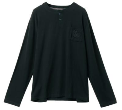 China 180gsm Polyester 65% Cotton 35%  Black Long Sleeve Knitted Shirt for sale