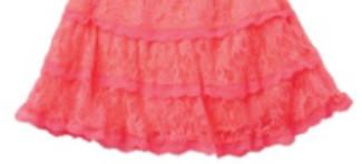 China Children Polyester Spandex Rose Red Lace Short Skirt for sale