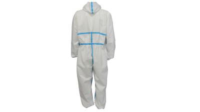 China 63GSM Disposable Protective coveralls With Plyester Thread for sale