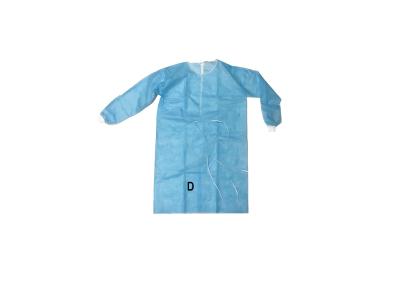 China PP+PE 35GSM Waterproof Breathable Disposable Isolation Gown With Ties & Rib-knitted Cuffs Polyester Threads Back Opening for sale