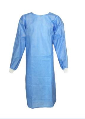 China New Disposable Isolation Gown Non-Woven SMS + PE LEVEL 4 Ultrasonic Seaming With Rib-knitted Cuffs & Rubber Strip & Ties for sale
