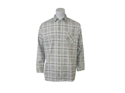 China 180G 100% Cotton Flannel Checked Shirt Off White & Gray Color for sale