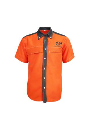 China 195GSM 65% Polyester 35% Cotton T Shirt For Men Color Orange Contrast Black for sale