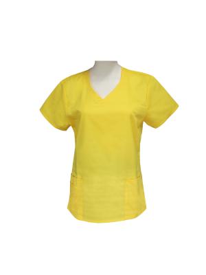 China La tela cruzada 2/1 uniforme médico de las mujeres friega la arruga corta de la manga libre en venta