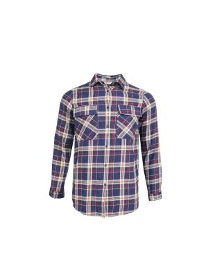 China 200GSM 100% Cotton Long Sleeve Checked Shirt Red And Blue Color for sale