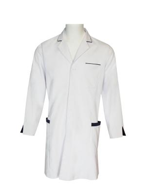 中国 180 GSMポリエステル65%綿35%の長い袖の看護婦の均一海軍は白い対比する 販売のため