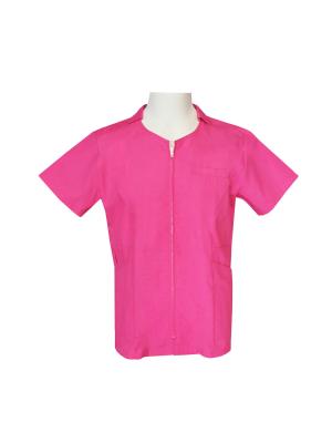 China 150 GSM Lapel Medical Uniform Scrubs With White Zipper And Pricess Seam for sale
