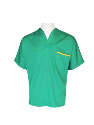 China 170 GSM Twill 2/1 Hospital Green Scrubs V Neck Polyester 80% Cotton 20% for sale