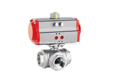 China Three Way 6.4MPa Pneumatic Actuator Valve , Stainless Steel Ball Valve Gas Liquid for sale